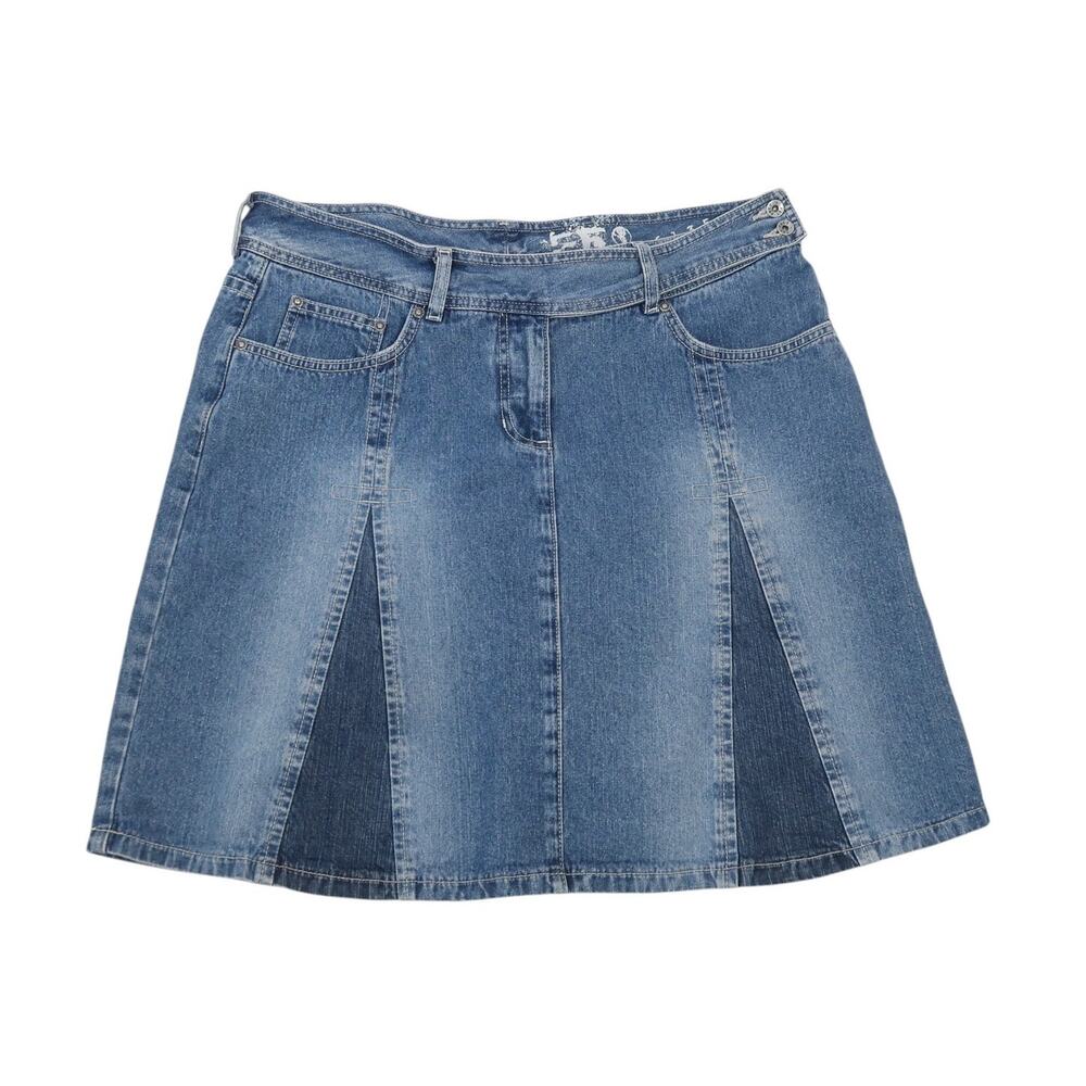 Fat Face Blue Denim Panel A-Line Mini Skirt
